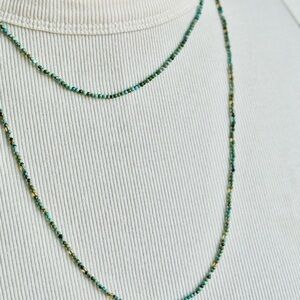 Dainty Turquoise Beaded Necklaces, Set of 2